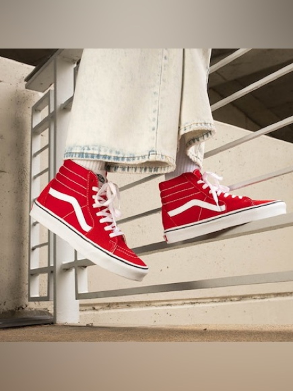 Vans unisex High-Top Sneakers in Red and White like new